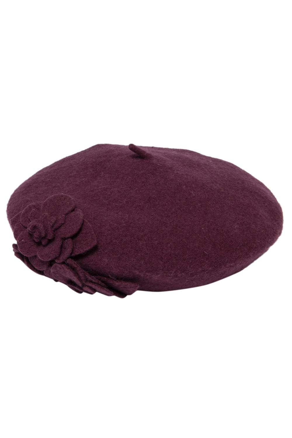Wool Felt Floral Beret | Trendy Wool Berets for Women display picture 1