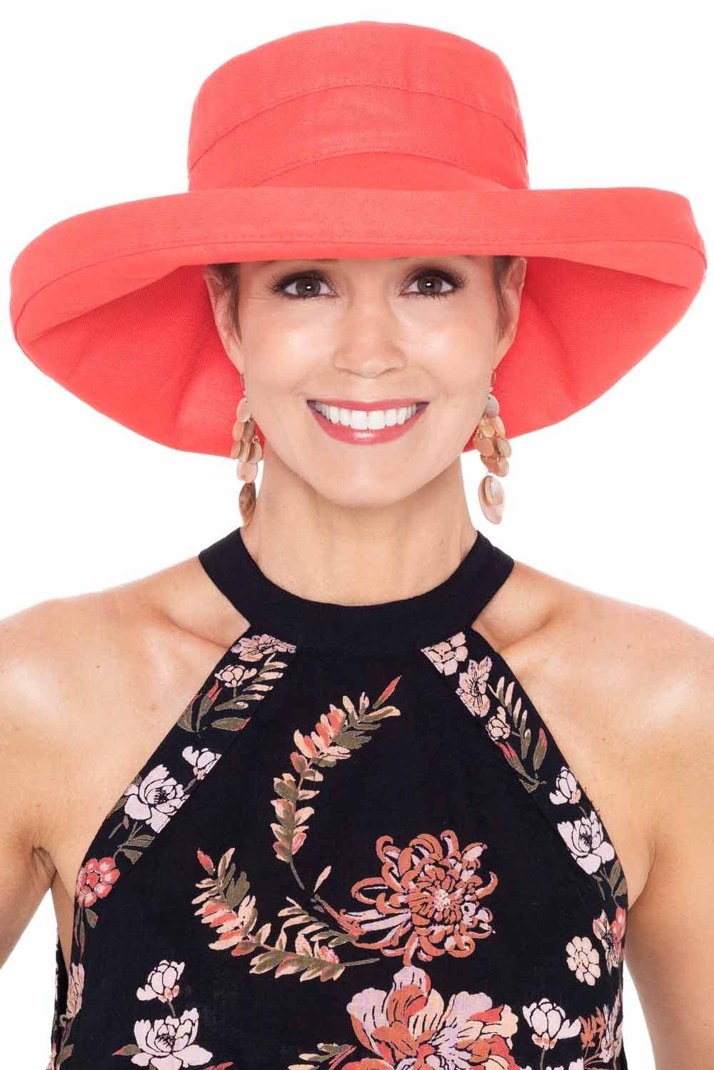 Brimmed Natalie Sun Hat | Linen Look Packable UPF 50+ Summer Hat display picture 1