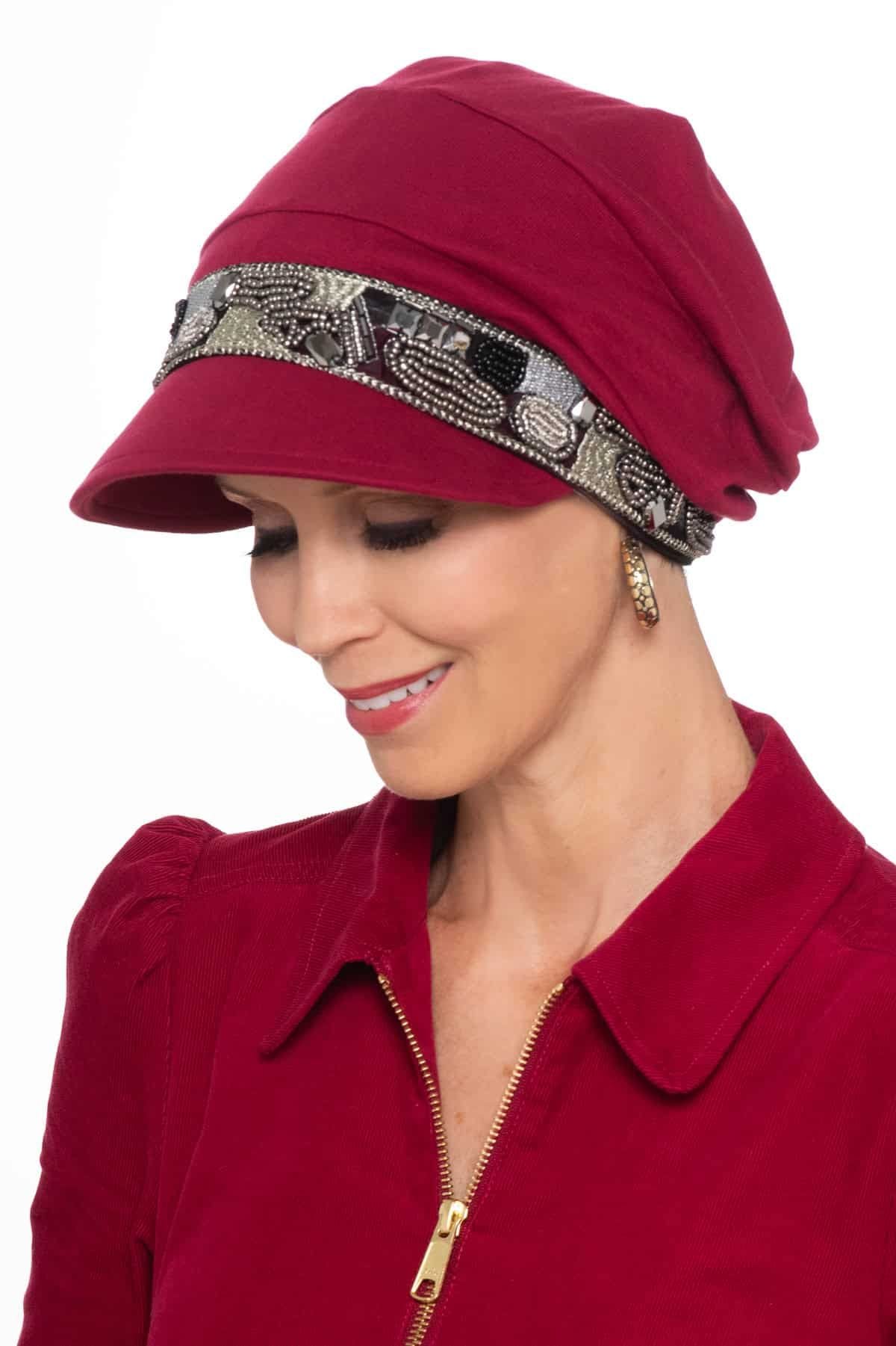 Embellished Burgundy Cap Burgundy Baseball Cap: Sequin Flower, Beaded Bling Hat - Etsy main image 2