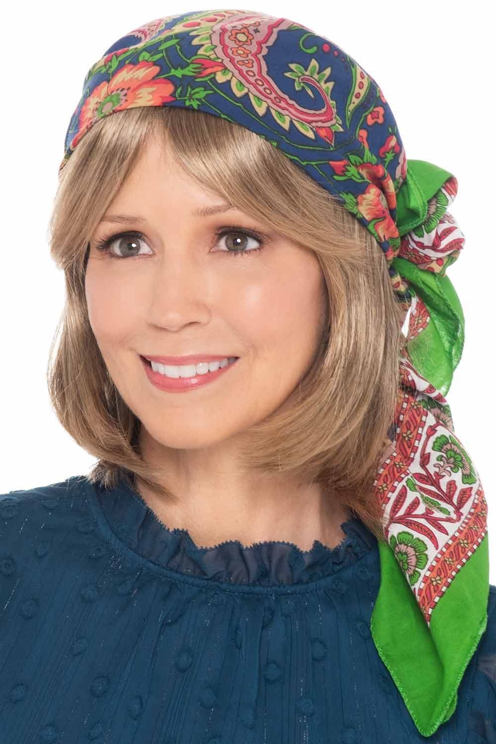 Noelle Paisley Woodblock Head Scarf | Hand Stamped Headscarf