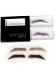 Men's eyebrow wig pictured in 3 color options