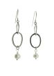 Sterling Silver Earrings | Ovals with Drop Pearls