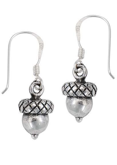 Sterling Silver Earrings | Petite Acorn Dangle Earrings