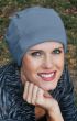 grey chemo cap for hair loss with cuffed edges for custom fit