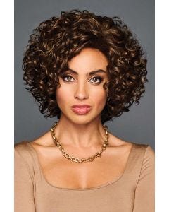 Short curly bob wig with tight spirals and volume, natural shine and face-framing shape