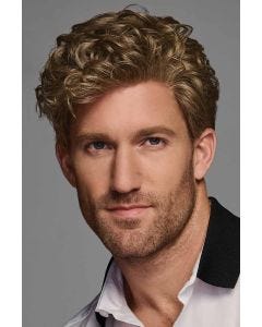 Black man in a curly dark brown close cropped lace front wig