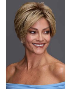 short bob wig with side swept bangs and clean shape