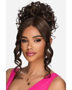 LBPB Violet by Vivica Fox | Clip In Curly Bun and Lace Front Bang