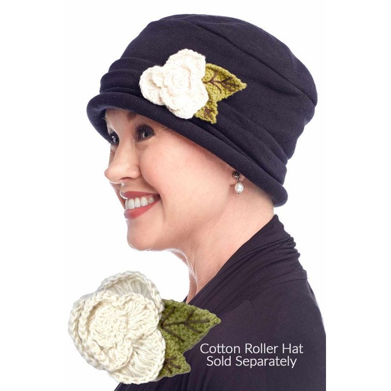 VTG Gap Lambs Wool Knit Crochet Hat Cadet Cap Cream Beaded Pearl Flower Brooch s-l500.jpg main image 4