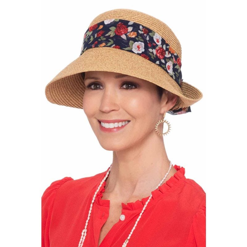 Vittoria Floral Straw Cloche Hat | Chic Cloche Hats for Women display picture 1