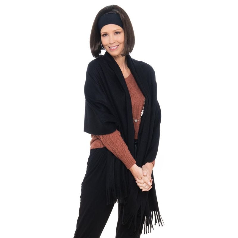 Orchid Gauze Blanket Scarf with Leather Detail