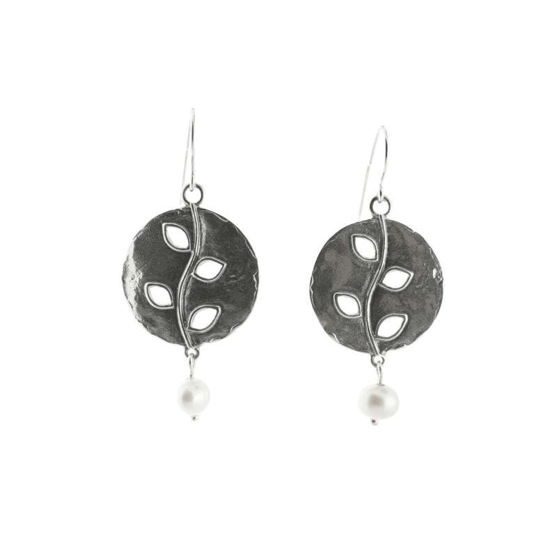 V3 Jewelry Sterling Silver with  Shell Pearl, Natural Citrine and White Topaz Drop Earring