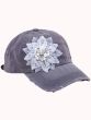 Floral Bejeweled Distressed Cap | Bejeweled Baseball Caps