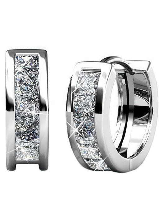 Giselle 15mm Crystal Hoop Earrings by Cate & Chloe | Swarovski Crystals