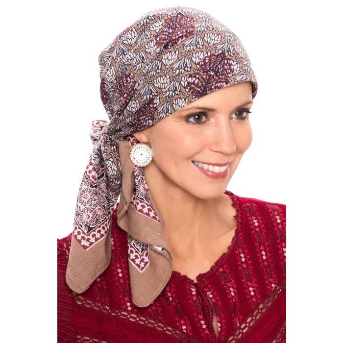 Silk High Fashion Head Wrap Belize Print 100% Cotton Hand Stamped