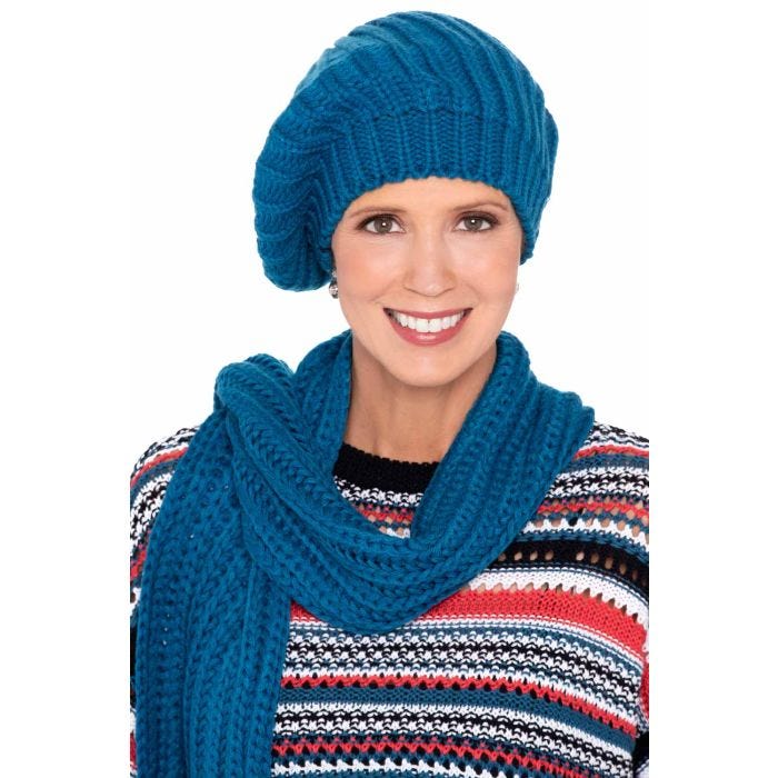 Calla Beret and Scarf Set | Stylish Winter Scarf and Hat Set display picture 1