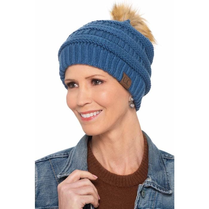 denim-cc-pompom-knit-cuff-  display picture 2