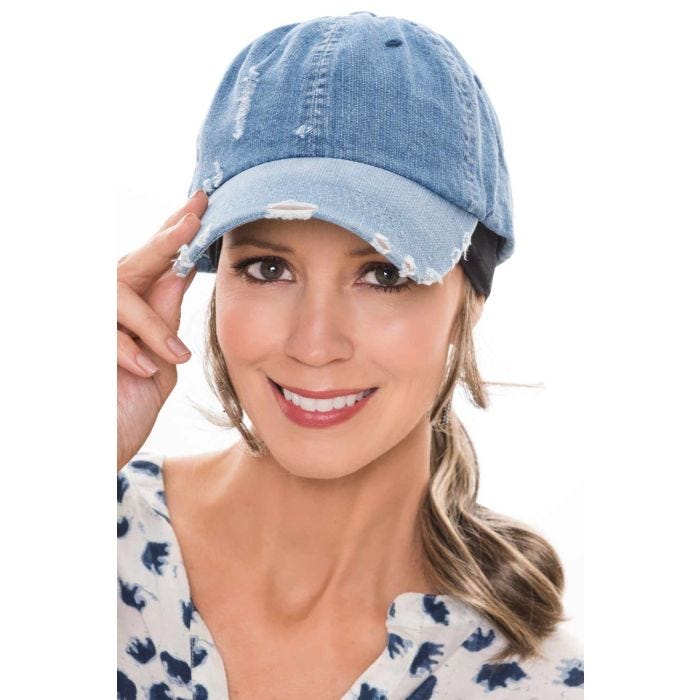 帽子 PERSONSOUL DISTRESSED DENIM BASEBALL CAP Personsoul Distressed Denim Baseball Cap - personsoul