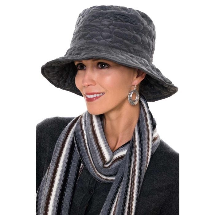 Women\'s Winter Waterproof Bucket Hat Warm Fleece Lined Rain Hat, Black-Gray Accessories | Womens Winter Waterproof Bucket Hat Warm  main image 3