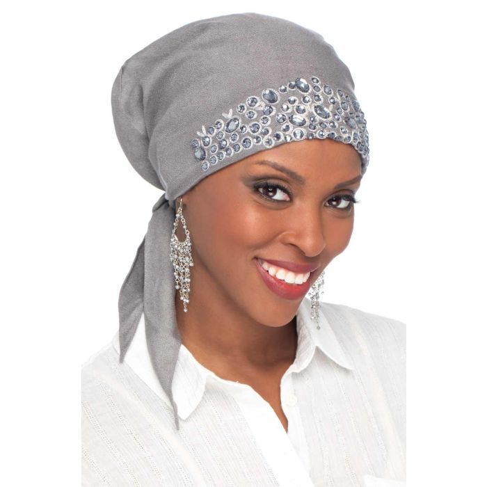 Pre Tied Cancer Scarf Beaded Easy to Tie Headscarf for Women