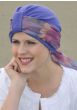 purple chemo turban pictured with mini scarf accessory