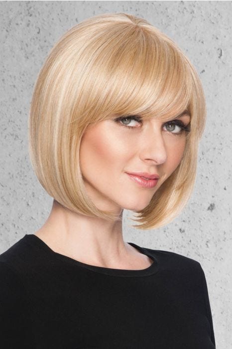 Woman in a 4.5" to 10.5" light blonde hair topper for thinning hair