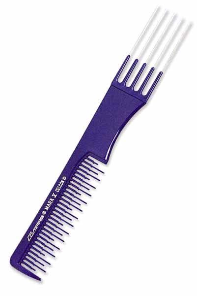Blue professional quality teasing comb with metal teeth for wigs