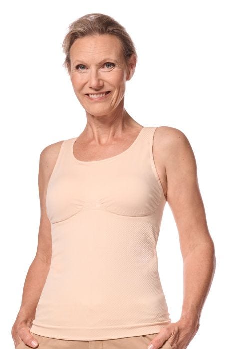Liane Pocketed Lymphedema Recovery Top by Amoena | CuraLymph™ Comfort Pocketed Camisole with Shelf Bra