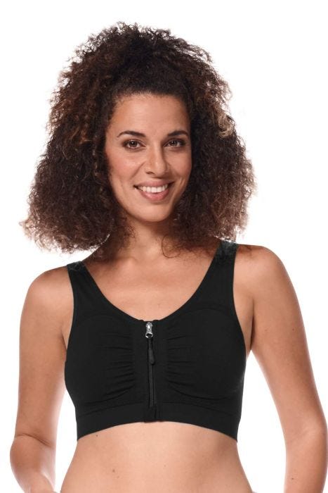 Emilia Comfort Front-Closure Mastectomy Bra by Amoena | Wire-Free, Pocketed Bra