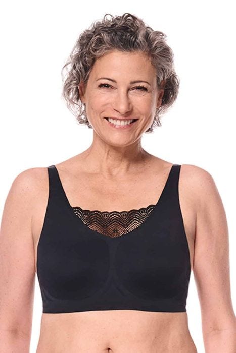 Amoena Esra Wire-Free Bra | Seamless Pocketed Mastectomy Bra with Lace Panel