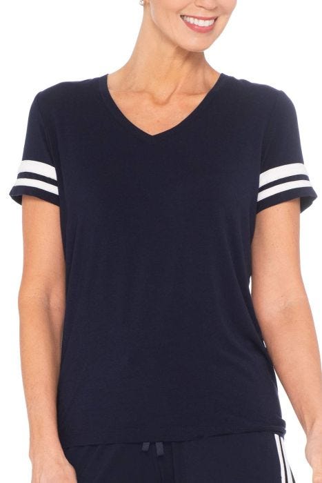 Bamboo Track Tee Shirt | Cardani Womens V Neck Sport Track T Shirt