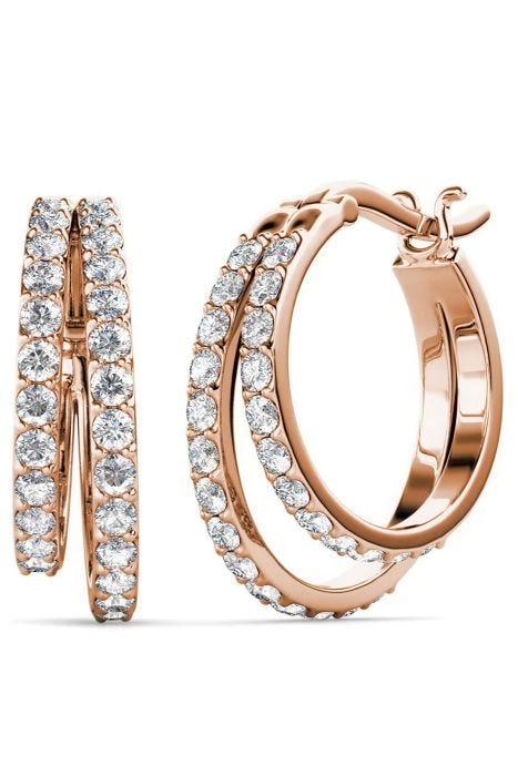 Corina Double Row 20mm Hoop Earrings by Cate & Chloe | 18K Gold Plated, Swarovski Crystals