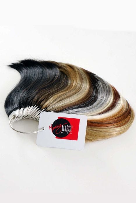 A metal ring containing color swatches with all rooted swatch options