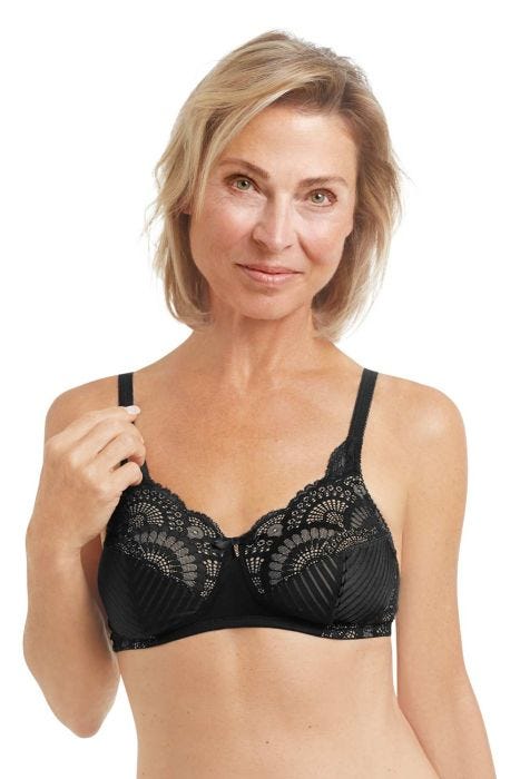 Karolina Wire-Free Soft Cup Mastectomy Bra by Amoena | Elegant Lace Pocketed Bra