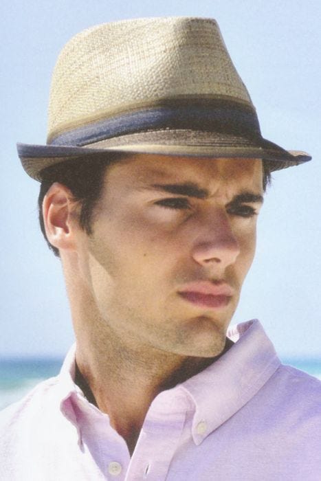 Mens Raffia Ribbon Fedora