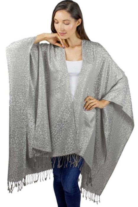 Metallic Leopard Ruana Wrap | Stylish Poncho Wrap