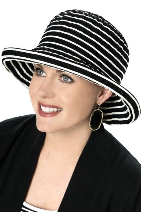contrast ribbon braid sun hat for women with cancer, chemo or alopecia hair loss