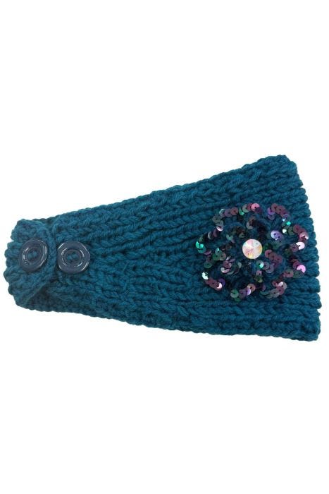 Sequin Flower Knit Headband