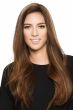 Woman in a 22" top 24" reddish brown human hair topper for thinning hair