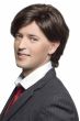 Man in a short dark brown men's human hair wig