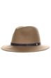 Tan Polyester Fedora Hat with Vegan Leather Band