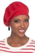 Woman in cotton red beret