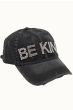 Be Kind Bejeweled Distressed Baseball Cap