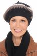 Woman in intarsia knitted beret hat for fall and winter