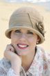 vintage cloche flapper style hat for chemo in khaki