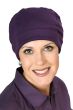 cotton cozy cap in purple for cancer patients and women with hair loss