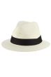 White ivory lightweight brimmed fedora hat for men with black band