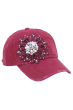 Floral Bejeweled Distressed Cap | Bejeweled Baseball Caps