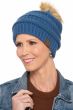 Denim CC Pom Beanie Hat | Cute Beanie Hats for Women
