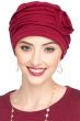 Distressed Rosette Beanie Hat in  - All Cotton | Red